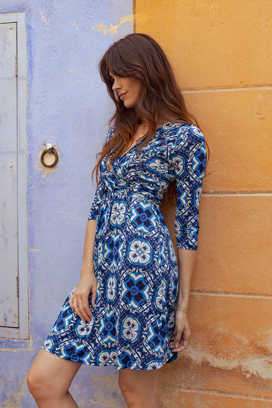 Robe courte et ample Vogue imprimé bleu - EGERIE
