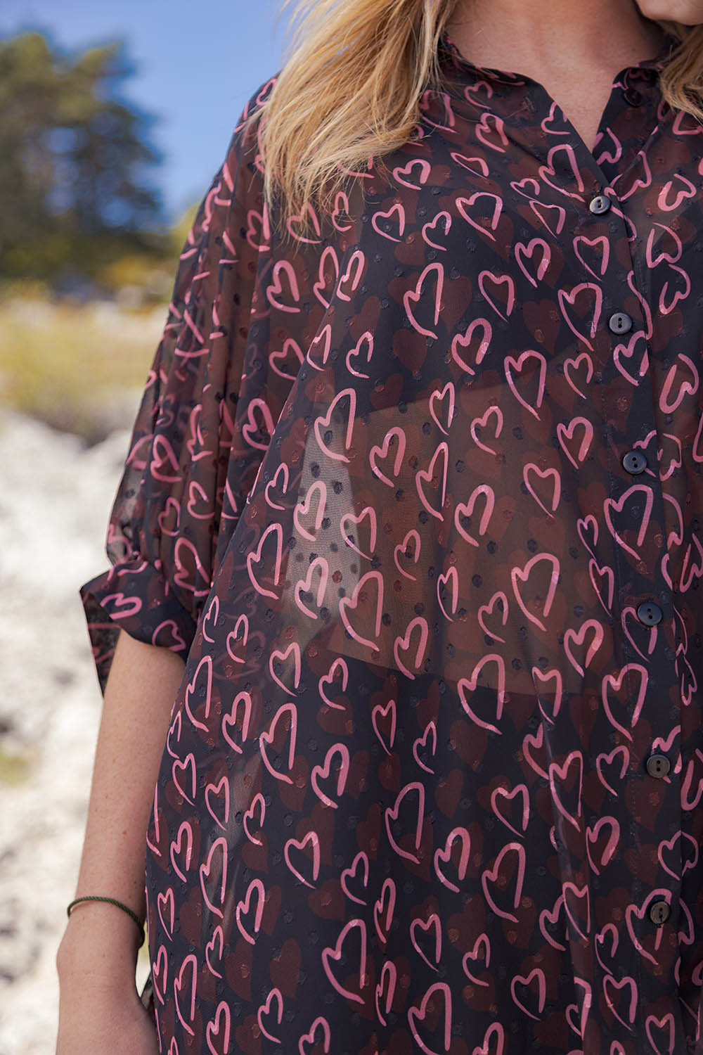 Robe chemise courte Pétale imprimé pink hearts - EGERIE