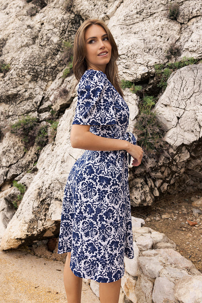 Robe courte Colisée imprimé Arabesque Bleu - EGERIE