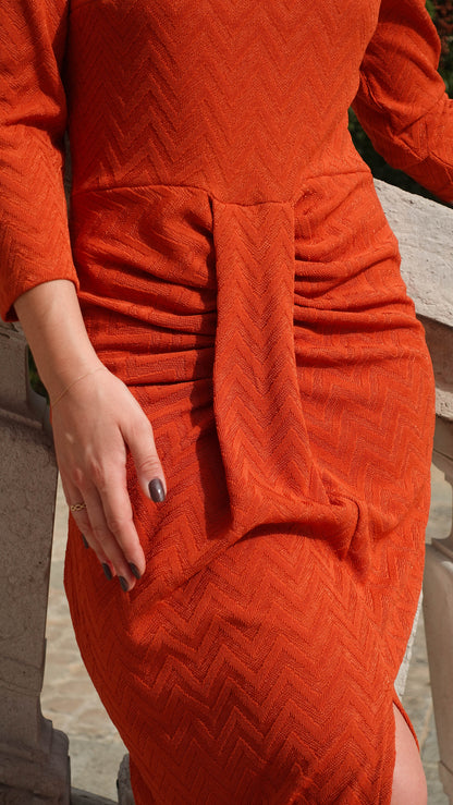 Robe longue droite Soho unie orange