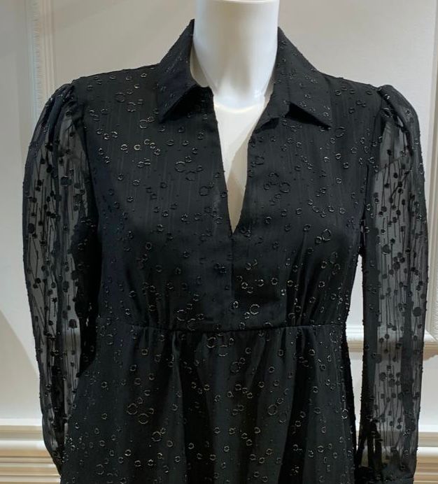 Robe Courte Theo Noir Plumetis