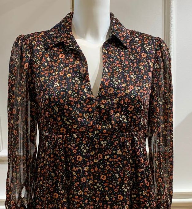 Robe Courte Theo Noir Fleurs D’Automne