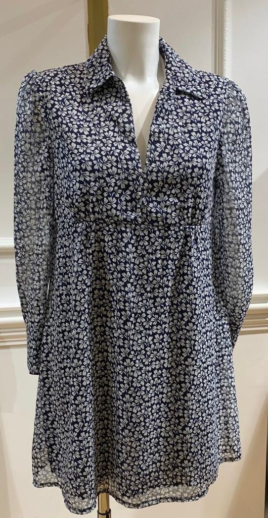 Robe Courte Theo Marine Feuillage