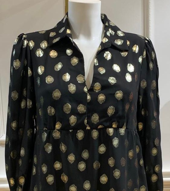 Robe Courte Theo Pois Dorés Noir
