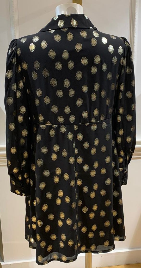 Robe Courte Theo Pois Dorés Noir