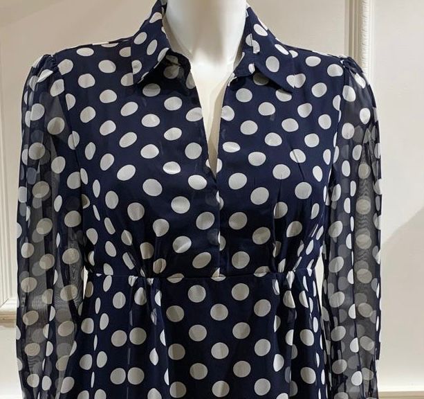 Robe Courte Theo Marine Pois Blancs