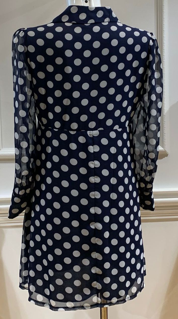 Robe Courte Theo Marine Pois Blancs