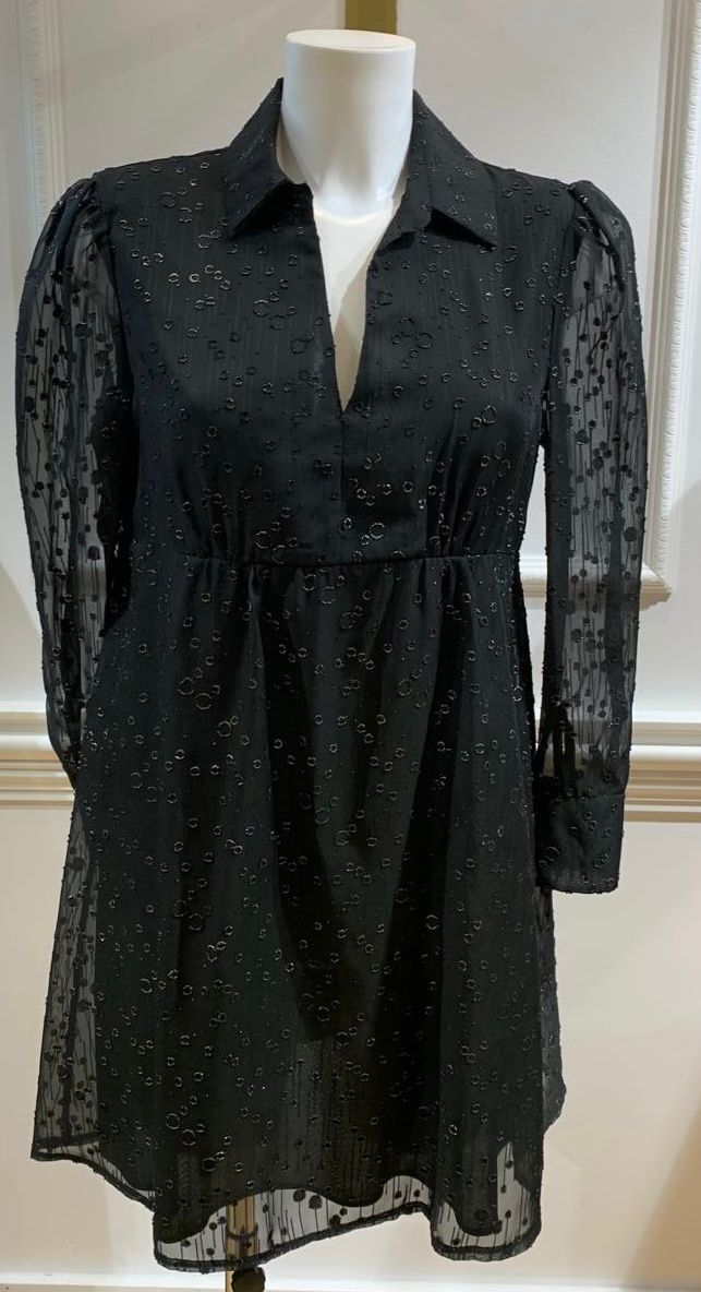 Robe Courte Theo Noir Plumetis