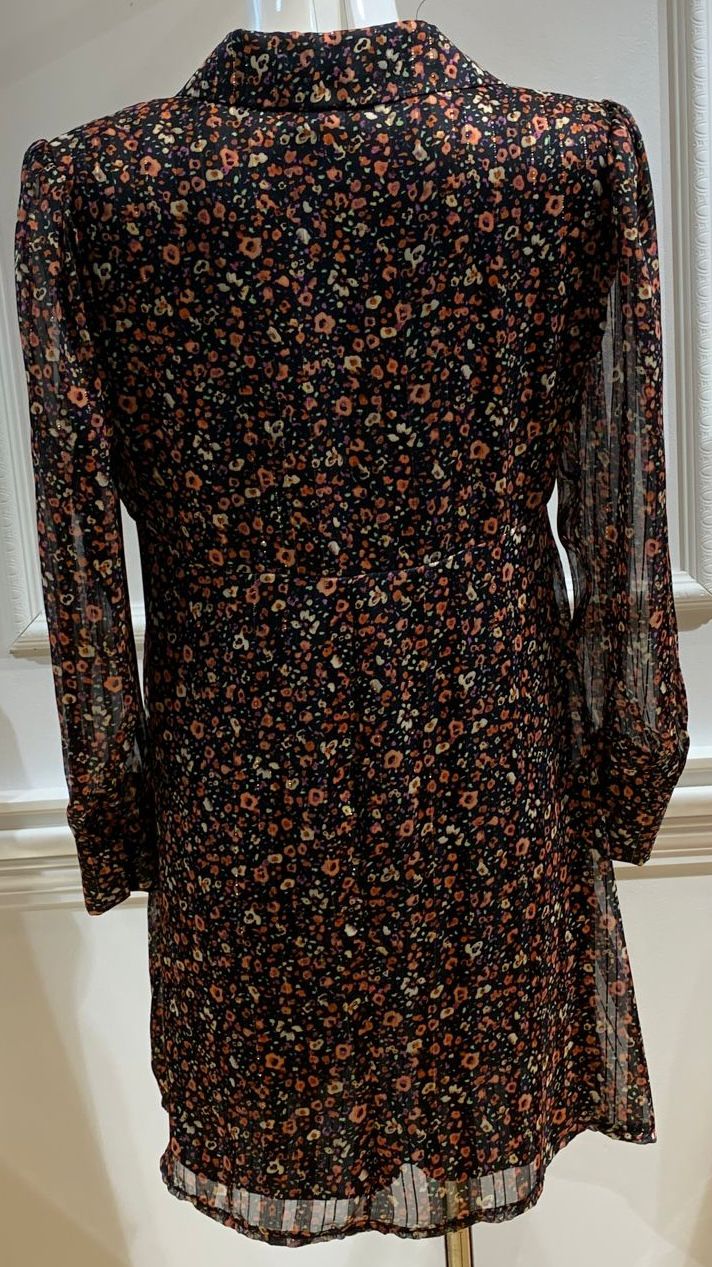 Robe Courte Theo Noir Fleurs D’Automne