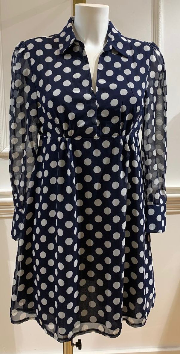 Robe Courte Theo Marine Pois Blancs