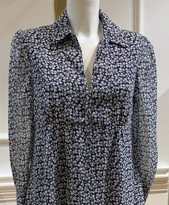 Robe Courte Theo Marine Feuillage