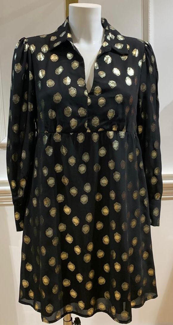 Robe Courte Theo Pois Dorés Noir