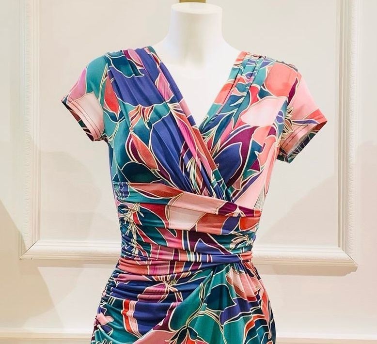 Robe Courte Alabama Fleurs Roses, Violettes & Bleues - EGERIE