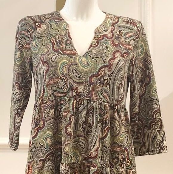 Robe Courte Capital Cachemire Kaki & Bordeaux