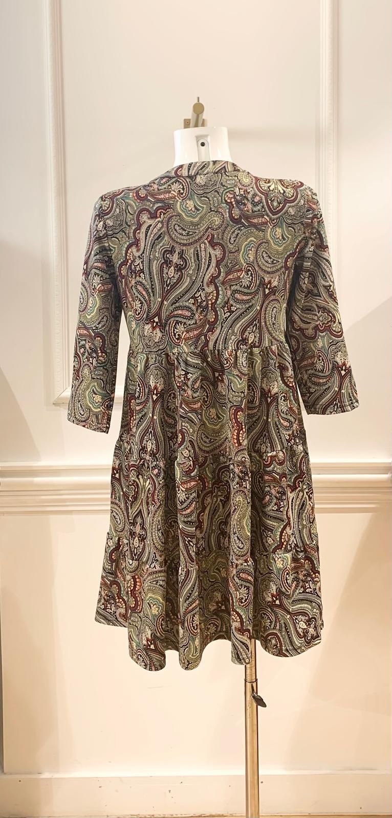 Robe Courte Capital Cachemire Kaki & Bordeaux