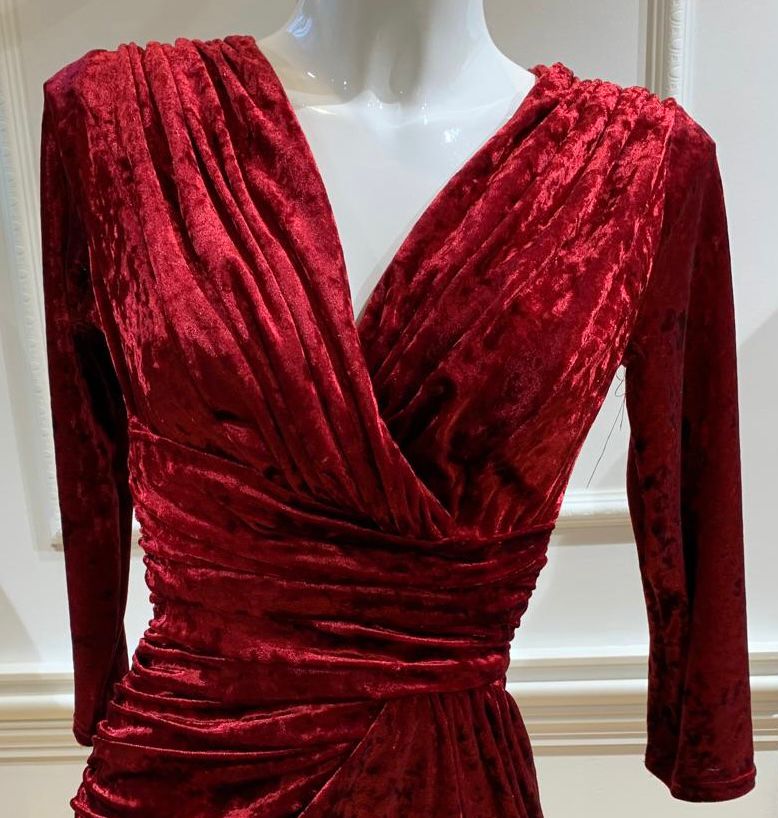 Robe Courte De Soirée Alabama Velours Rouge
