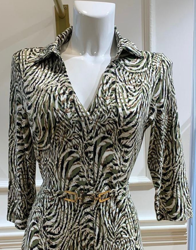 Robe Chemise Courte Imamie Kaki Zébré