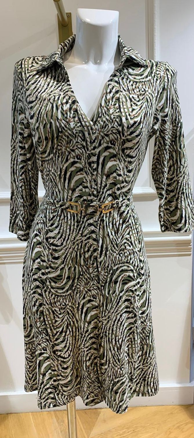 Robe Chemise Courte Imamie Kaki Zébré