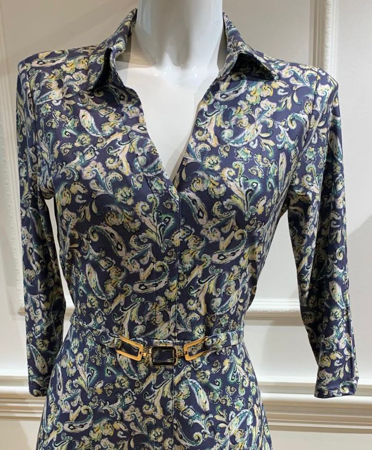 Robe Chemise Courte Imamie Bleu Paisley