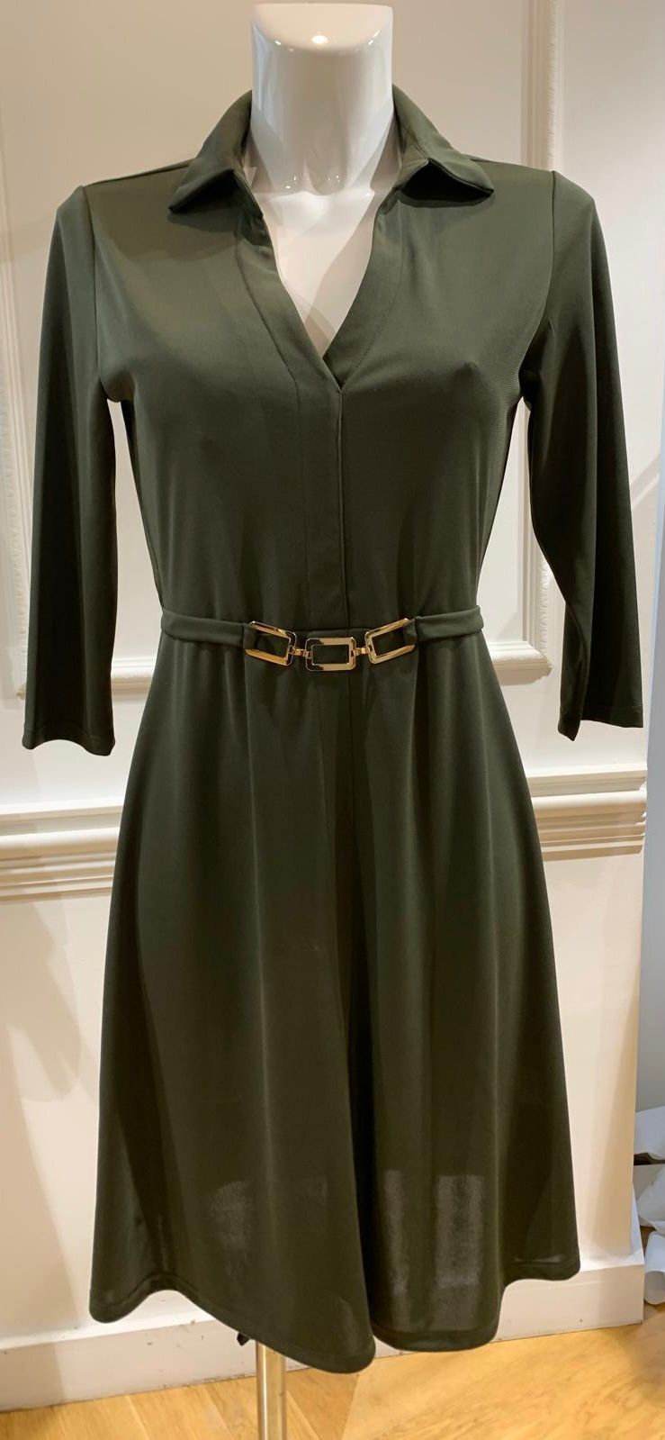 Robe Chemise Courte Imamie Kaki Uni