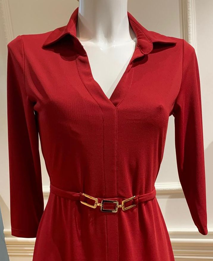 Robe Chemise Courte Imamie Rouge Uni