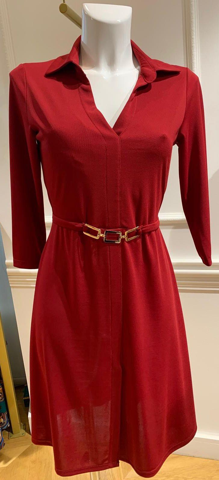 Robe Chemise Courte Imamie Rouge Uni