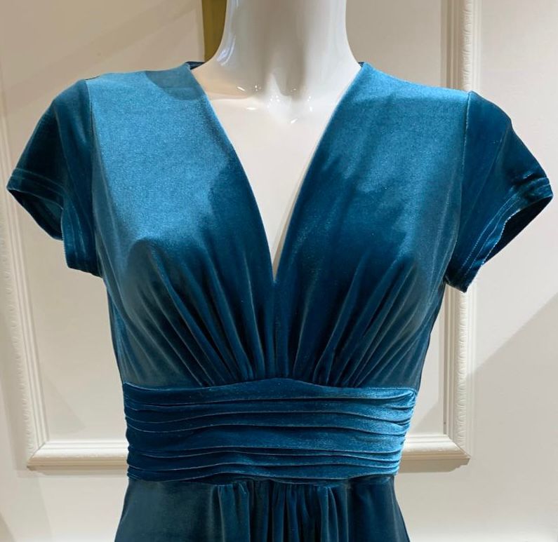 Robe De Soirée Karla Velours Turquoise