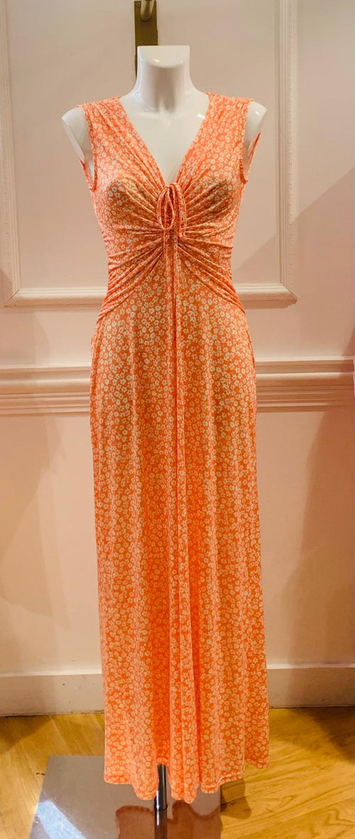 Robe Fleurie Blanc Orange Marithé Et François Girbaud Taille 38 - Occasion Très Bon état