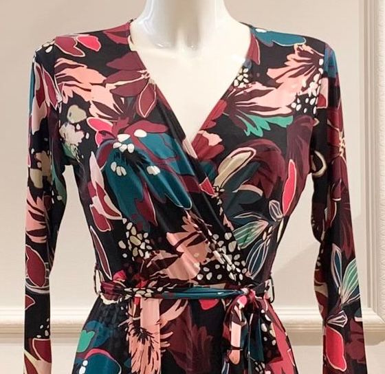 Robe Longue Rosas Jungle Nuances Framboise & Émeraude