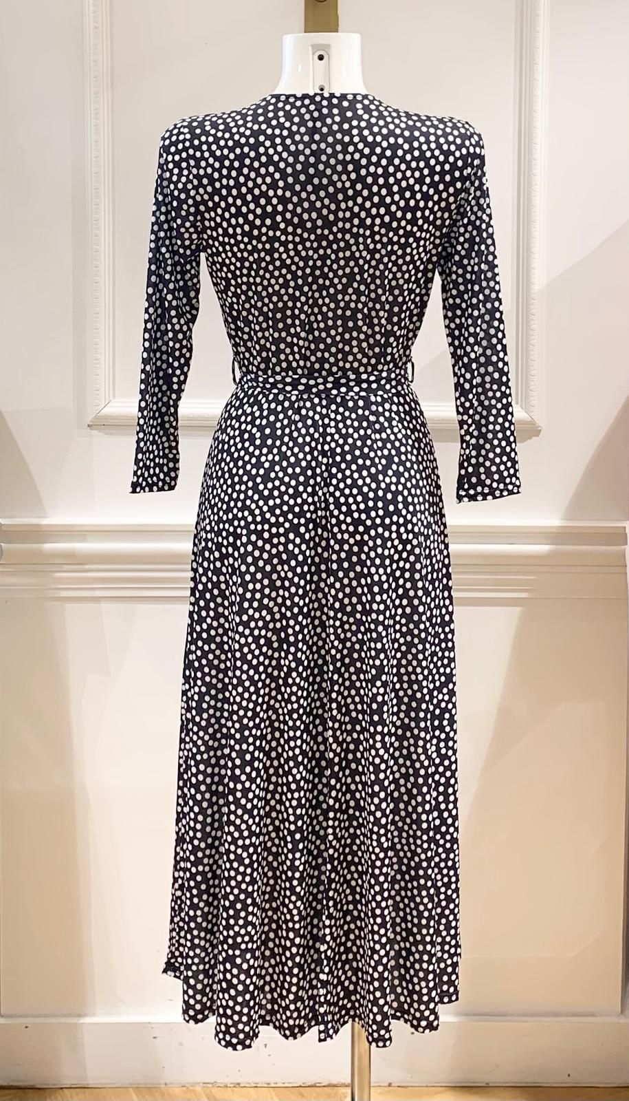 Robe Longue Rosas Noire à Pois Blancs