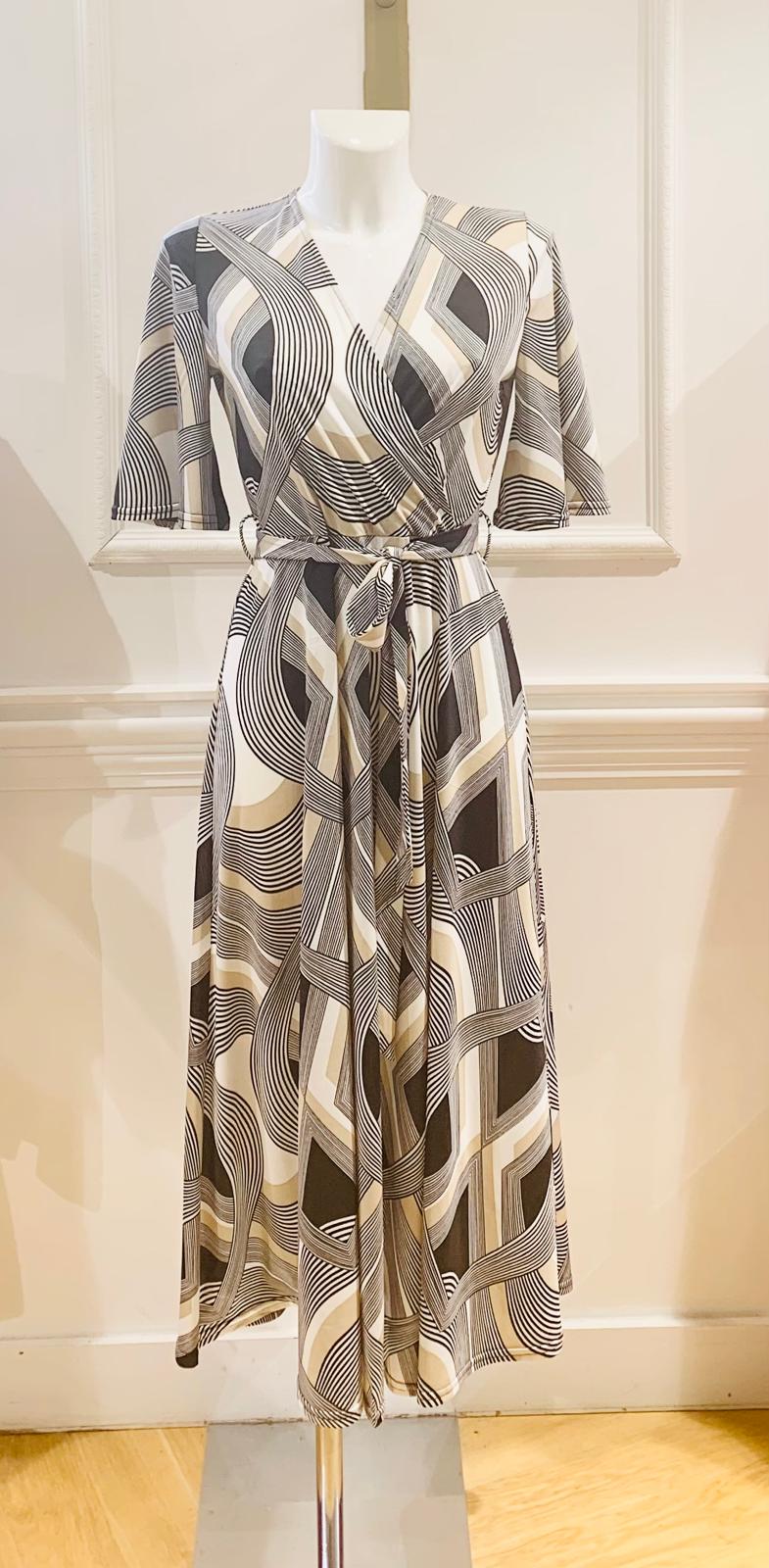 Robe longue Rosas rétro géométrique – Egerie Paris