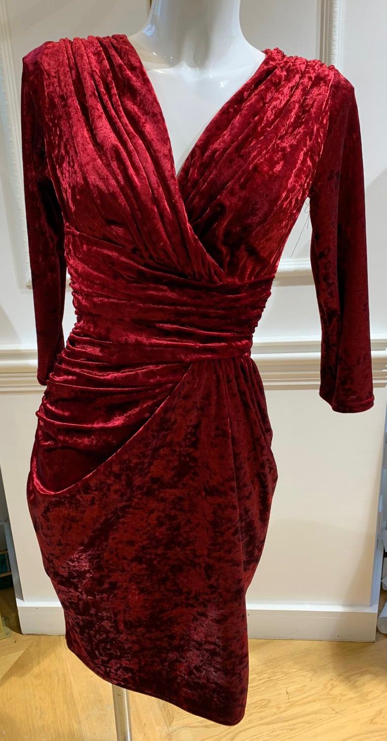 Robe Courte De Soirée Alabama Velours Rouge