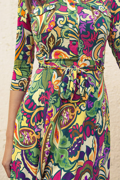 Robe chemise longue Safari imprimé arabesque multicolore - EGERIE