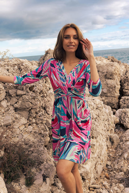 Robe courte et ample Vogue imprimé harmonie de couleurs - EGERIE