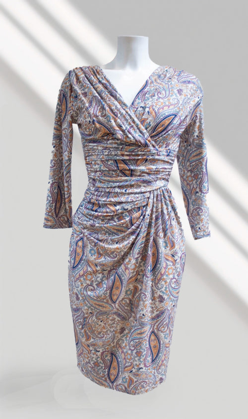 Robe Courte Alabama Blanche Cachemire Bleu - EGERIE