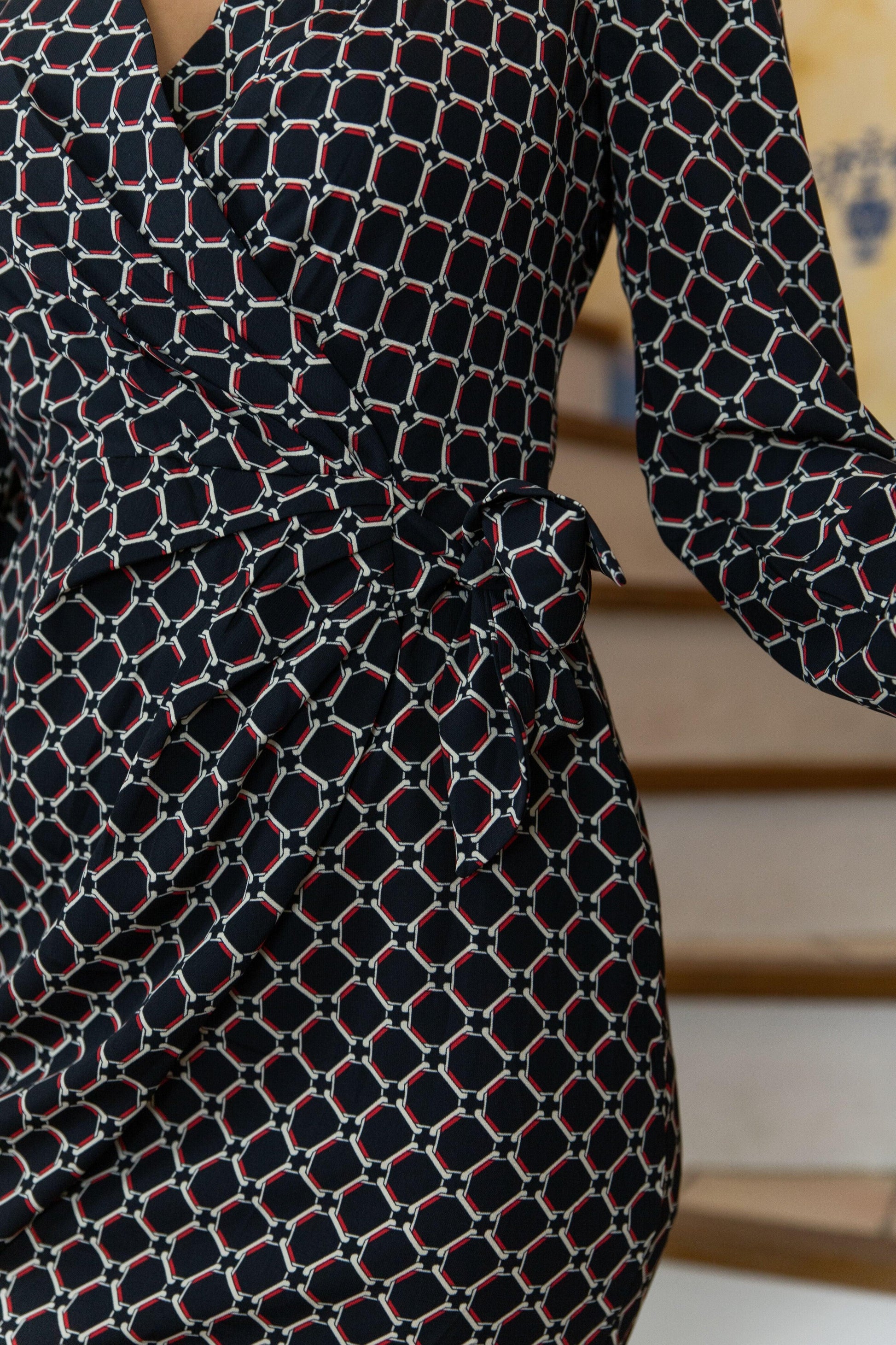 Black and white Duplex wrap dress S