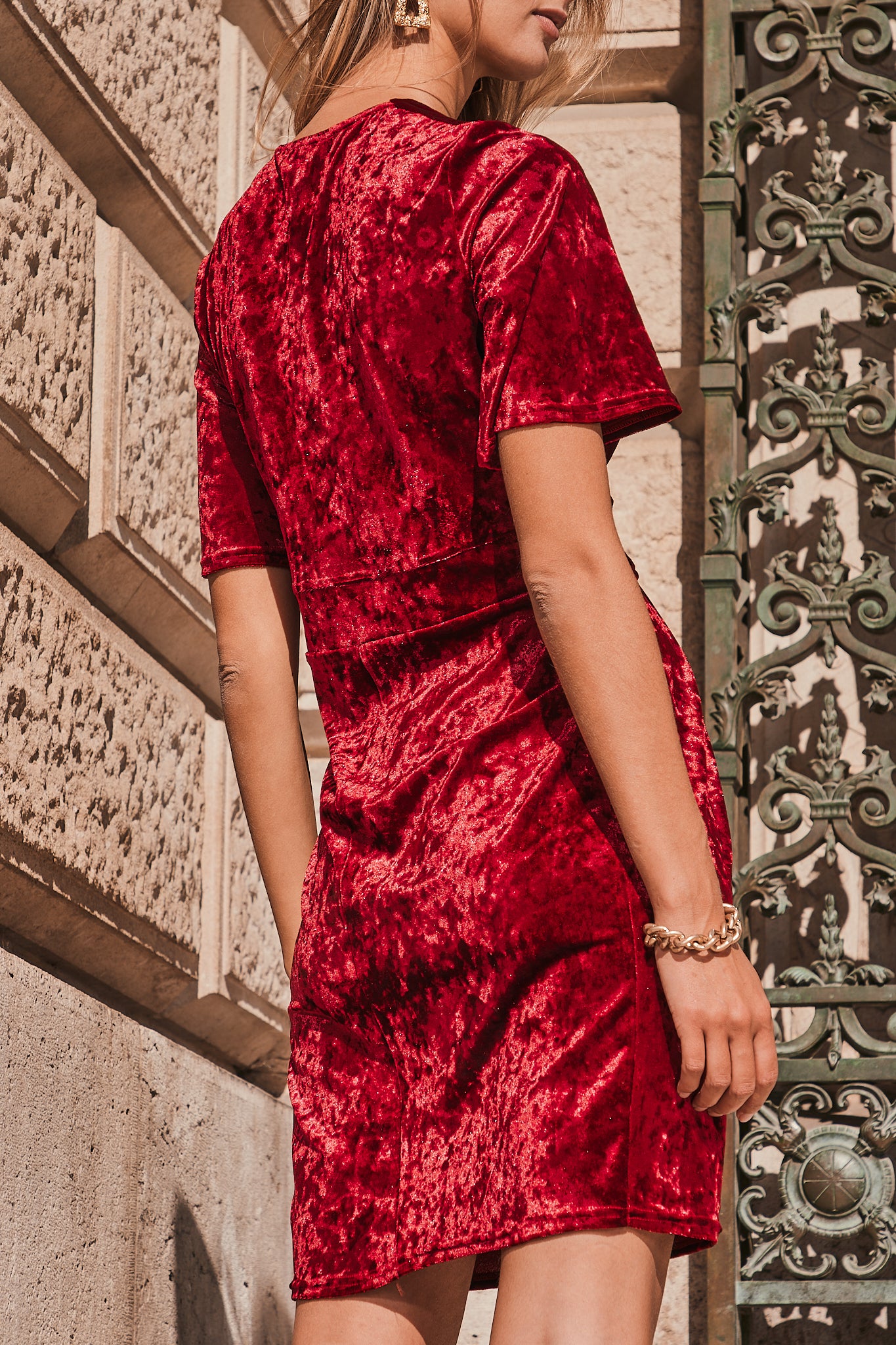 Robe courte Armania velours rouge