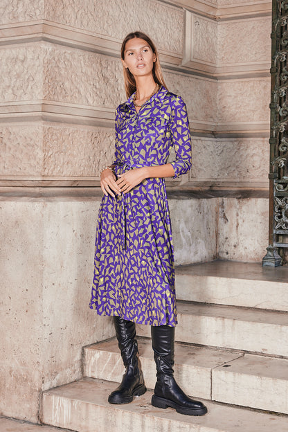 Robe chemise longue Safari imprimé arty violet